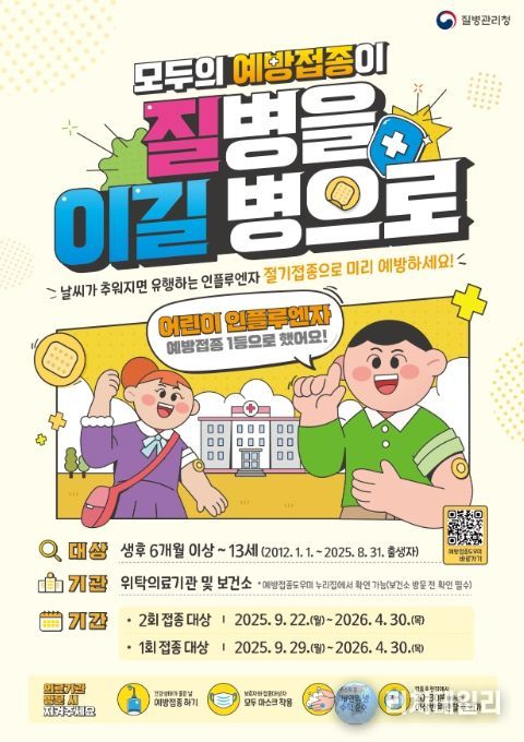 '어린이 독감 예방접종' 안내문