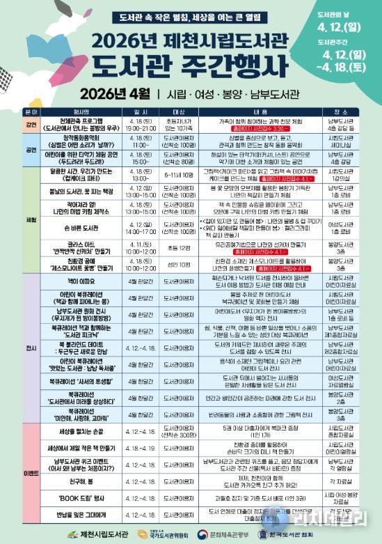 제천시 도서관주간 4월 ‘책 축제’