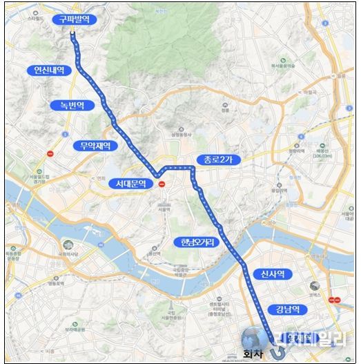 A741 운행 개요- 운행구간 : 구파발역~독립문~광화문역~강남역~양재역(편도 23.5km)