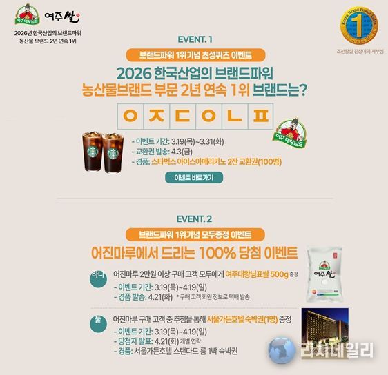 여주시, ‘대왕님표 여주쌀’ 브랜드파워 2년 연속 1위 기념 이벤트